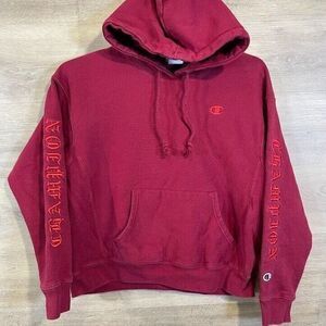VGT Champion Reverse Weave Hoodie Boys Size Large Embroidered Gorpcore Spell Out